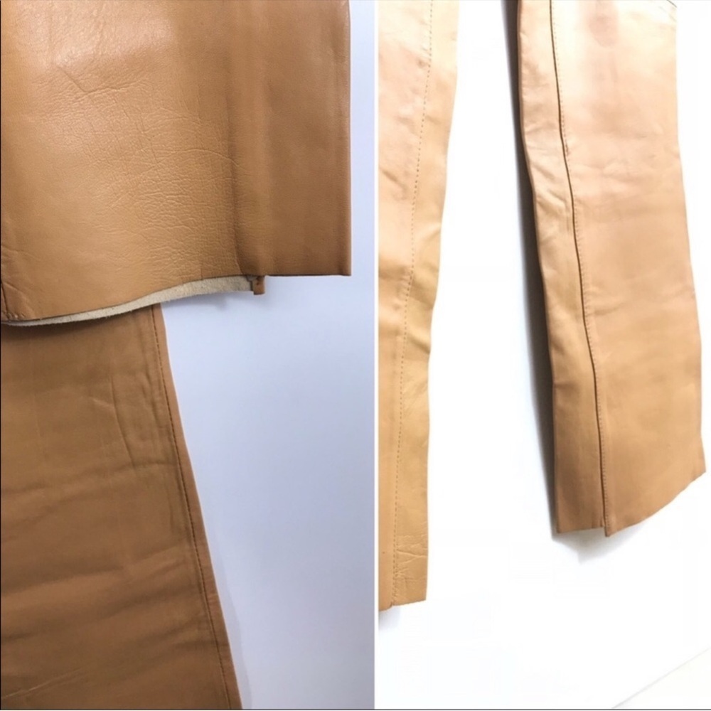 NWT Trek NY Tan Italian Lamb Genuine Leather Pants Jeans Classic 5-Pockets Sz 6 - Picture 5 of 10